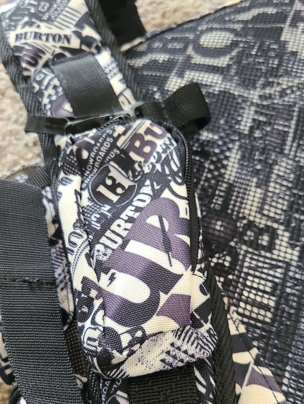 Burton Black & White Graphic Logo Backpack